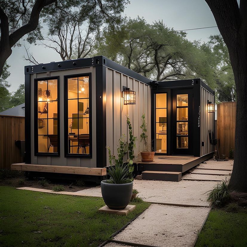 Portable black container Home setup with beautiful lighting.